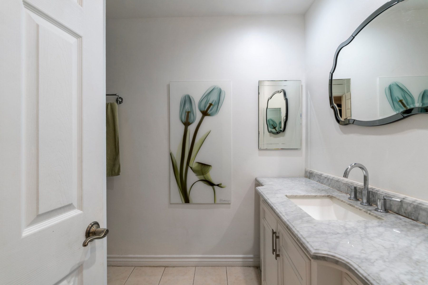 Bathroom with marble vanity