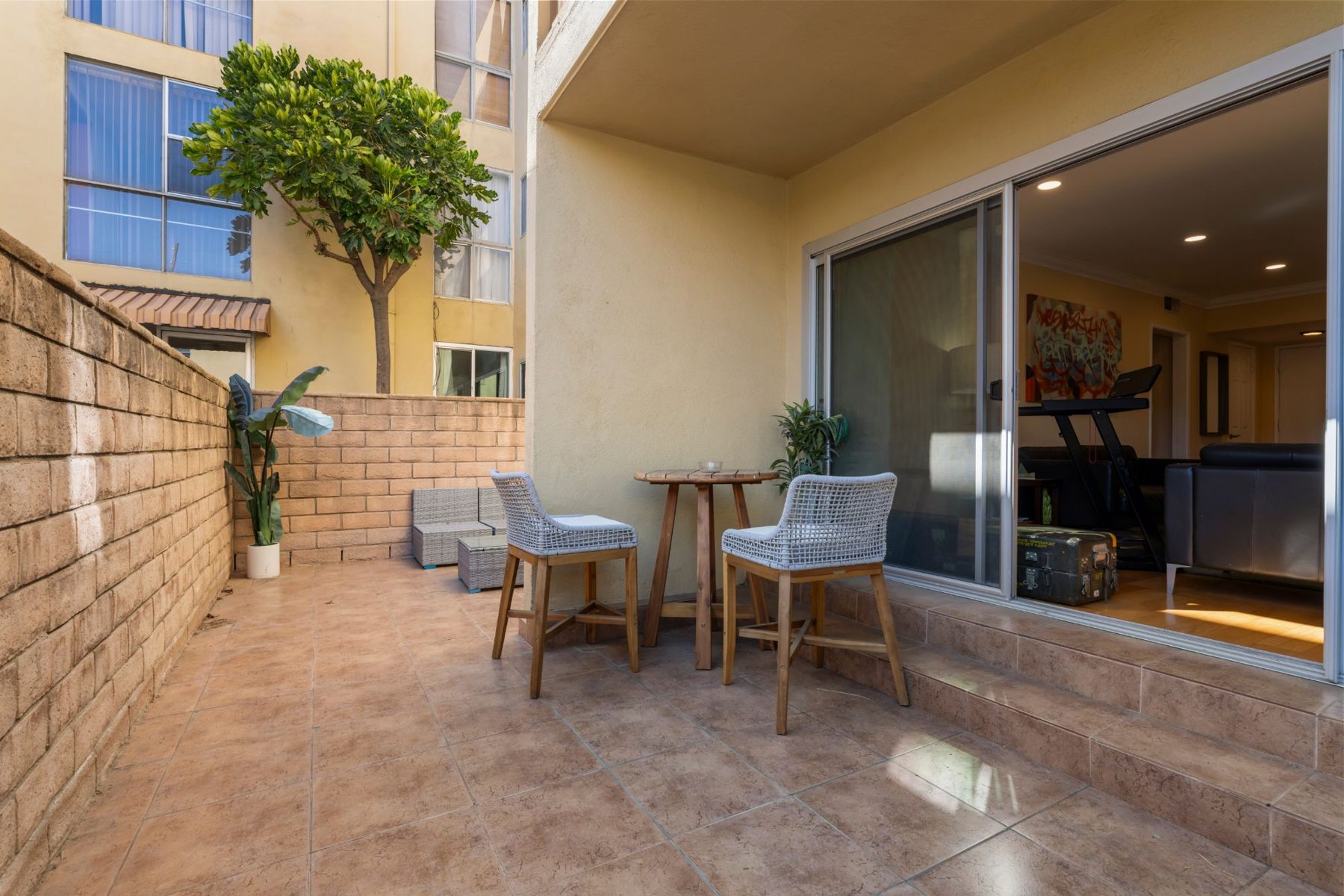 Private patio off the living room